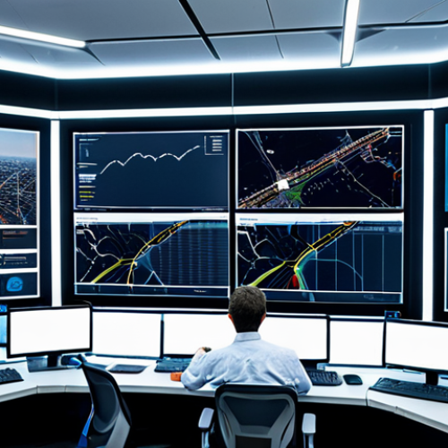 A highly professional team of traffic engineers and data analysts, fully clothed in modest business attire, collaboratively managing an Integrated Traffic Management System (ITMS) within a sophisticated, brightly lit central control room. Large, futuristic display screens dominate the wall, showcasing real-time urban traffic data, dynamic city maps with vehicle flow patterns, and complex AI analytics dashboards. The overall atmosphere emphasizes cutting-edge technology and efficient urban planning. Perfect anatomy, correct proportions, natural pose, well-formed hands, proper finger count. High-resolution, professional photography, appropriate content, safe for work, family-friendly.