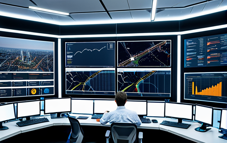 A highly professional team of traffic engineers and data analysts, fully clothed in modest business attire, collaboratively managing an Integrated Traffic Management System (ITMS) within a sophisticated, brightly lit central control room. Large, futuristic display screens dominate the wall, showcasing real-time urban traffic data, dynamic city maps with vehicle flow patterns, and complex AI analytics dashboards. The overall atmosphere emphasizes cutting-edge technology and efficient urban planning. Perfect anatomy, correct proportions, natural pose, well-formed hands, proper finger count. High-resolution, professional photography, appropriate content, safe for work, family-friendly.