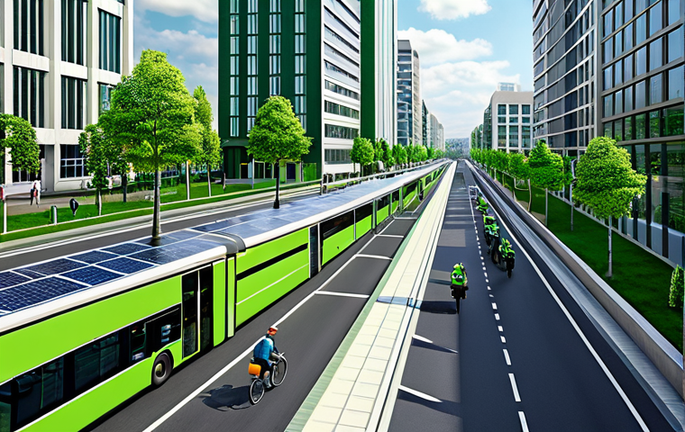 미래 운송과 도시 계획 - "Futuristic cityscape at sunrise, automated electric vehicles on elevated roadways, drones deliverin...