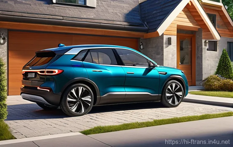 자율주행차 충전소 - **Prompt:** A detailed, close-up shot showcasing the advanced technology of automatic electric vehic...