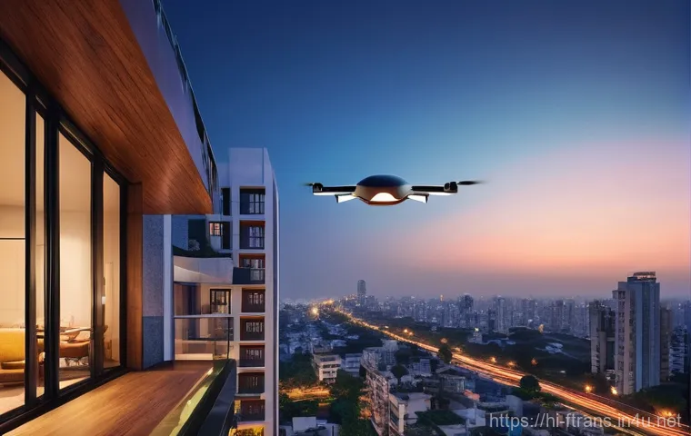 물류 드론 - **Prompt:** A sleek, modern drone, perhaps with a touch of Indian design elements, gracefully delive...