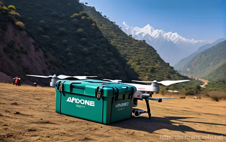 물류 드론 - **Prompt:** A sleek, modern drone, perhaps with a touch of Indian design elements, gracefully delive...