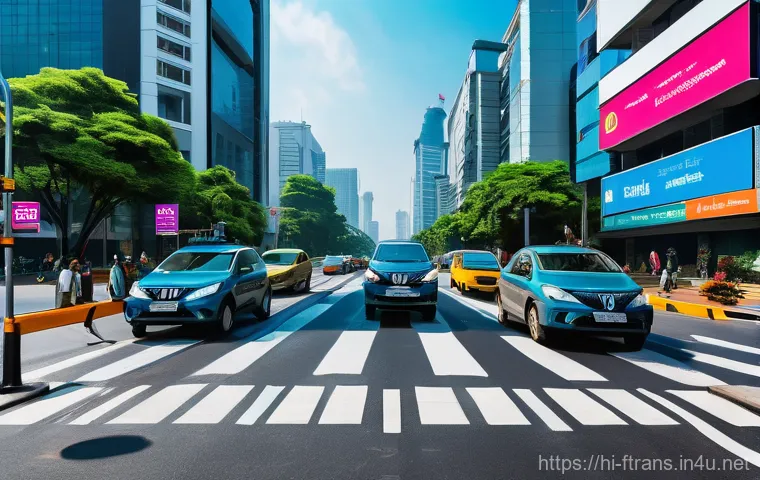 스마트 시티 교통 - **AI-Powered Traffic Management in a Modern Indian City:**
"A bustling urban intersection in a v...