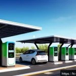 Home 19 전기차 충전소 - A modern electric vehicle charging station located at a busy urban mall parking lot in India, featur...
